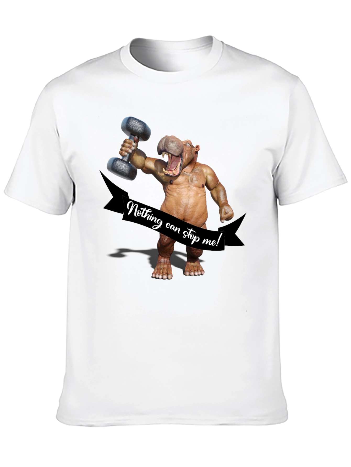 Hippo Lifting Dumbbell T-Shirt - Nothing Can Stop Me!