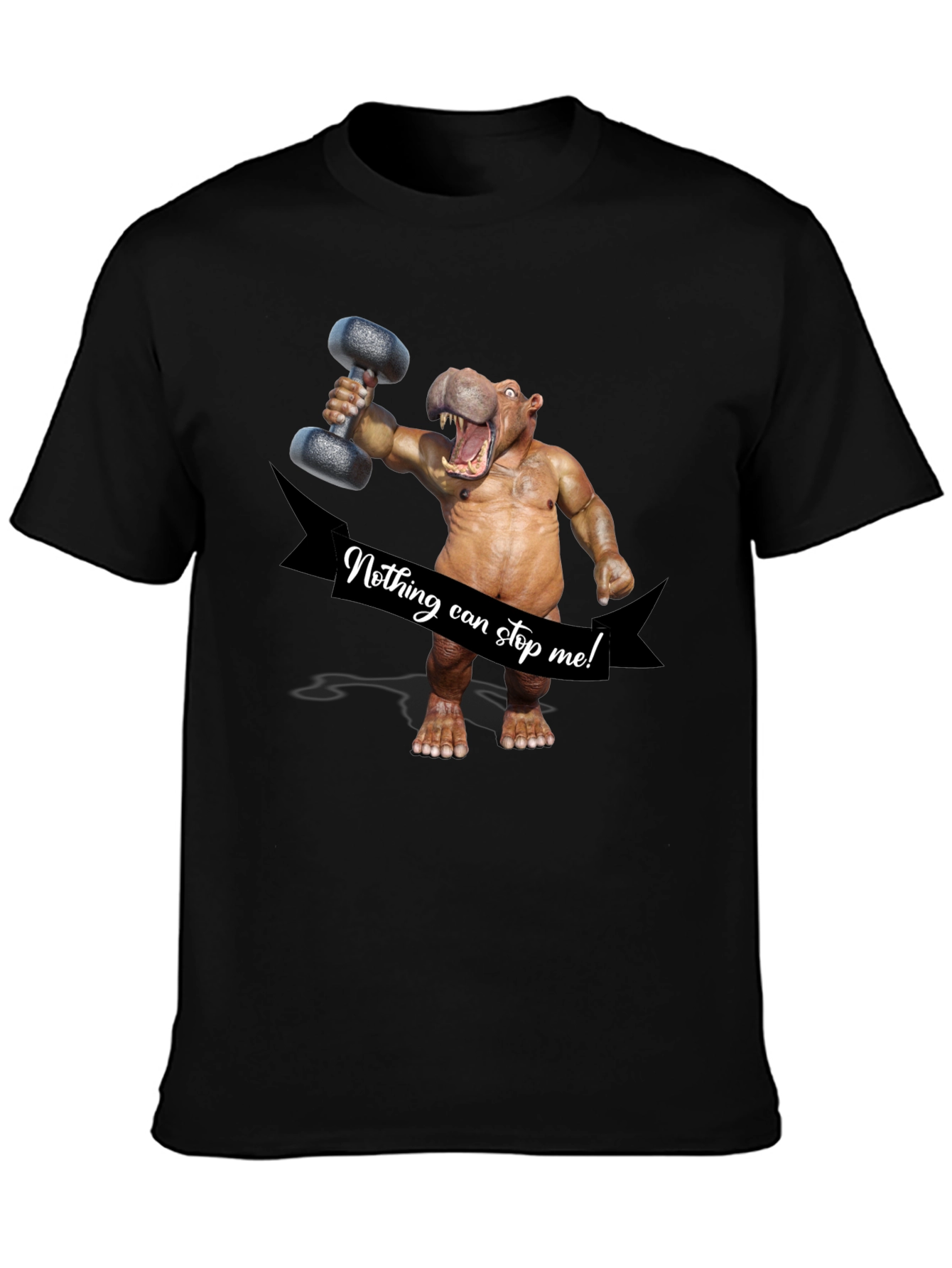 Hippo Lifting Dumbbell T-Shirt - Nothing Can Stop Me!