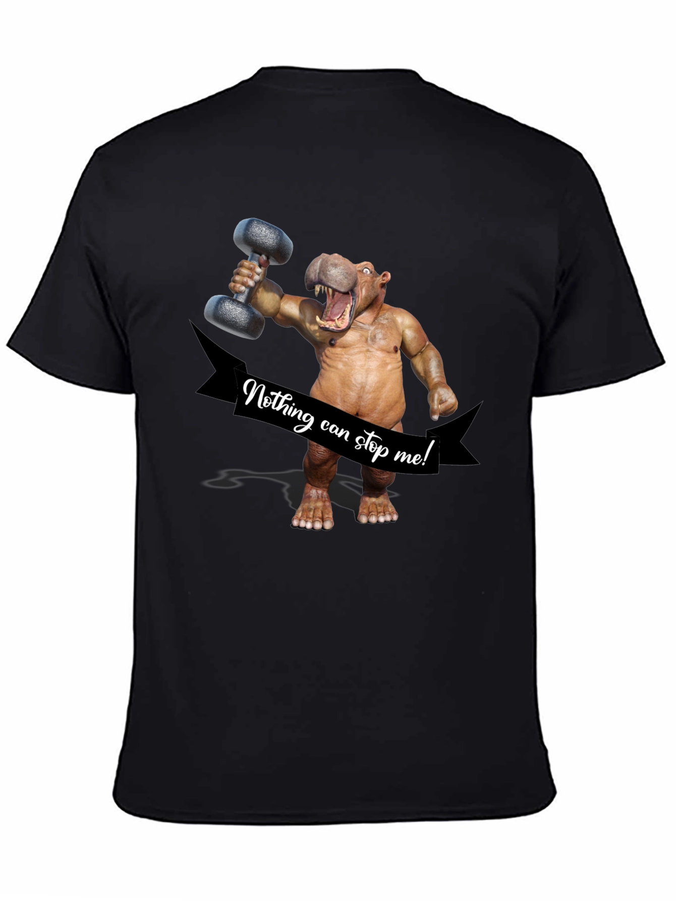 Hippo Lifting Dumbbell T-Shirt - Nothing Can Stop Me!