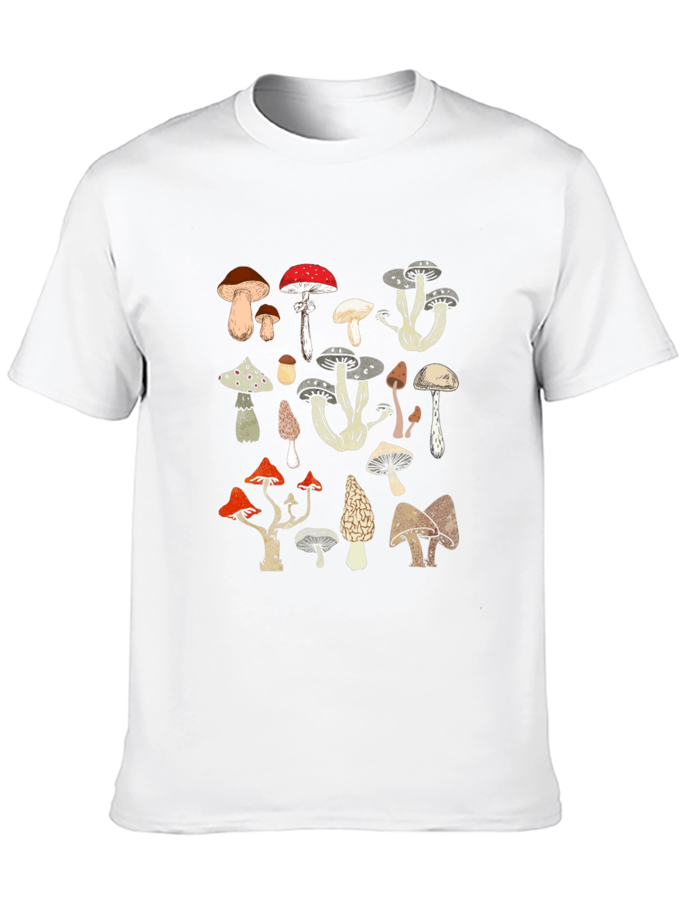 Mushroom Print Black T-Shirt