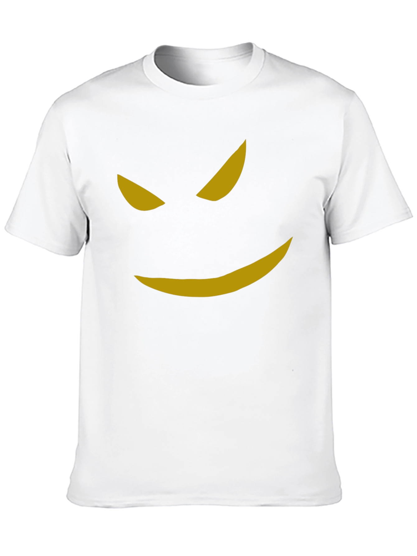 Mens Black T-Shirt with Spooky Golden Smile Graphic