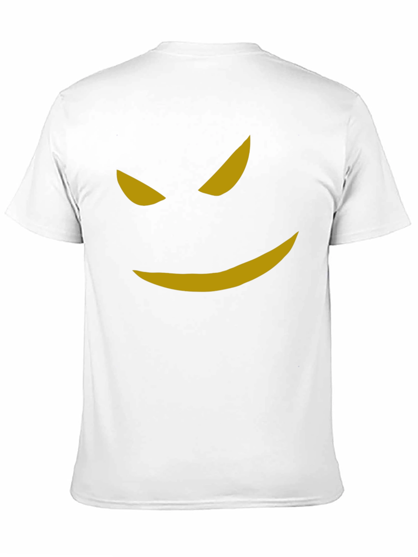 Mens Black T-Shirt with Spooky Golden Smile Graphic
