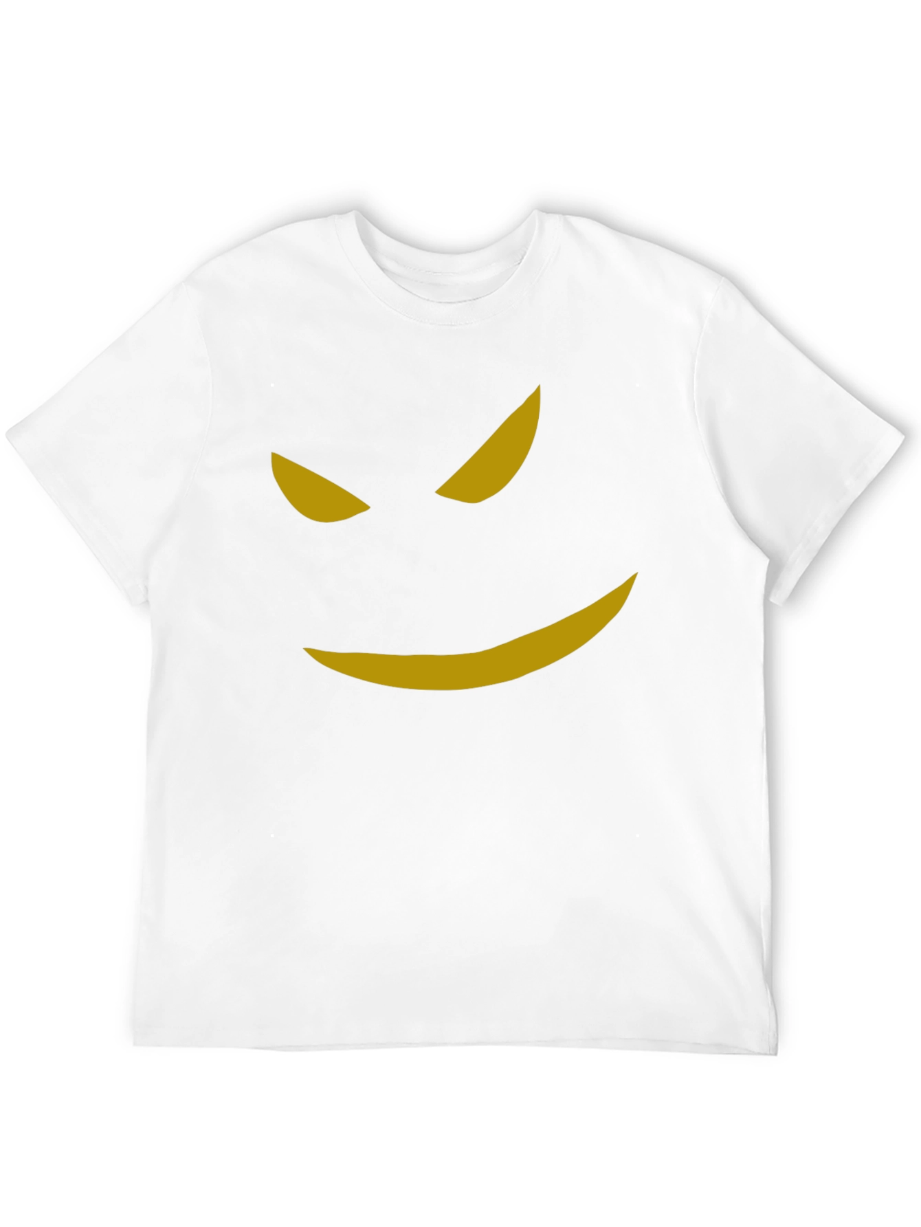Mens Black T-Shirt with Spooky Golden Smile Graphic