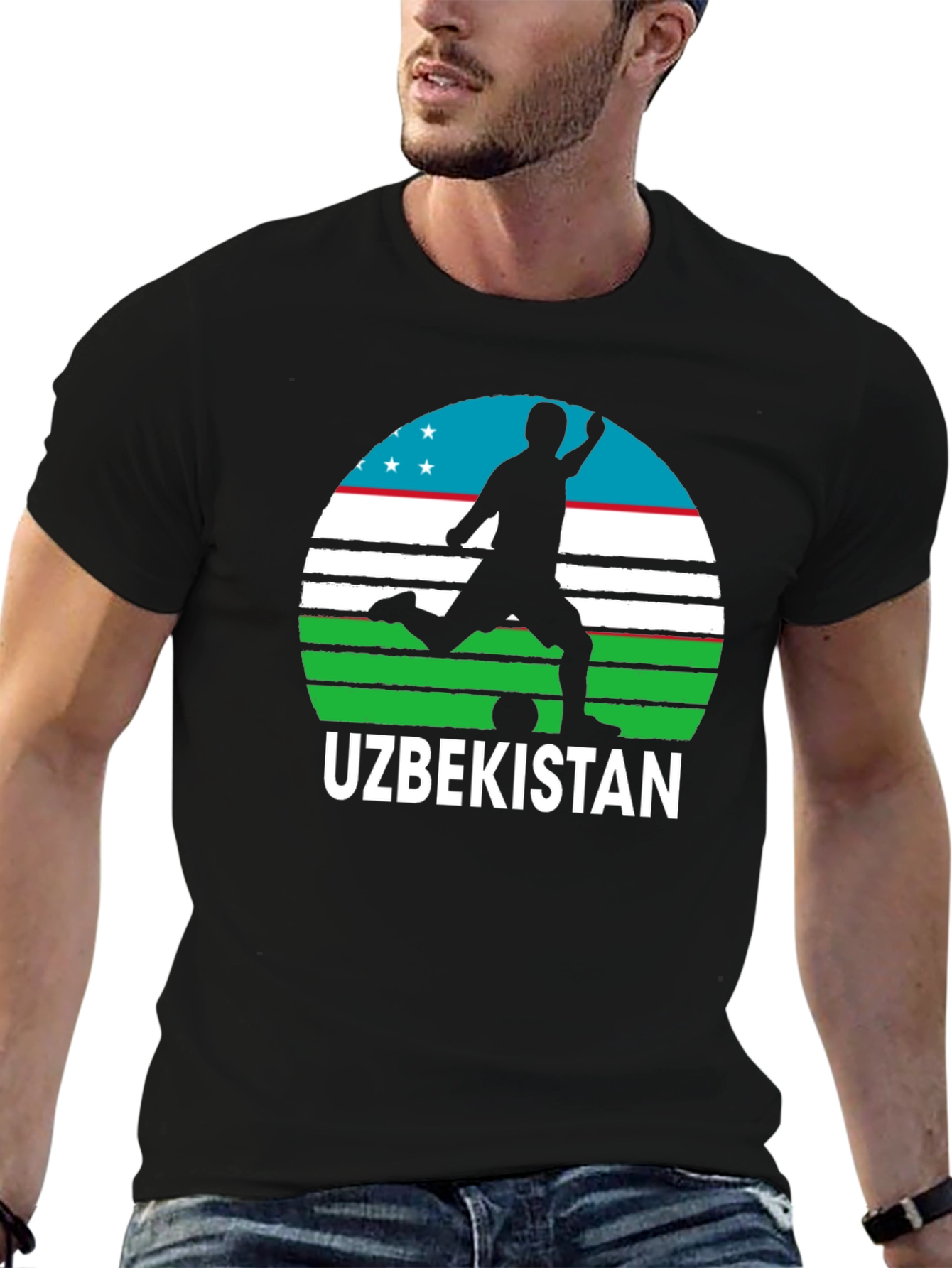 Uzbekistan Soccer T-Shirt - Mens Black Tee