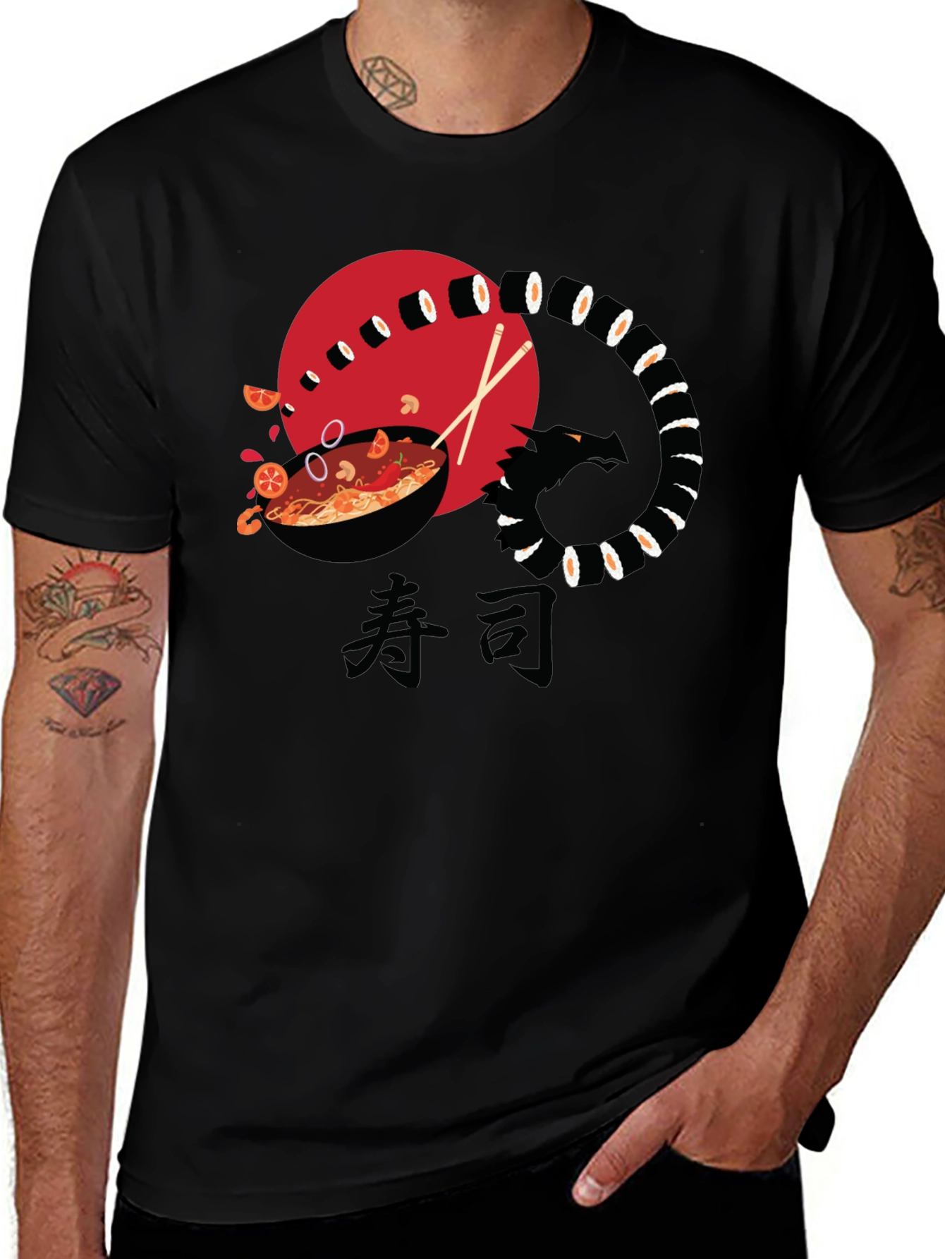 Sushi Dragon Ramen Graphic T-Shirt