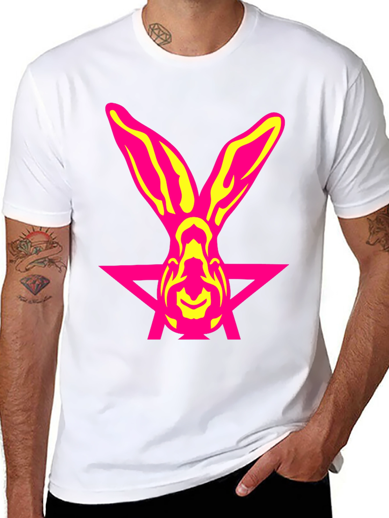 Pink Rabbit Star Graphic T-Shirt