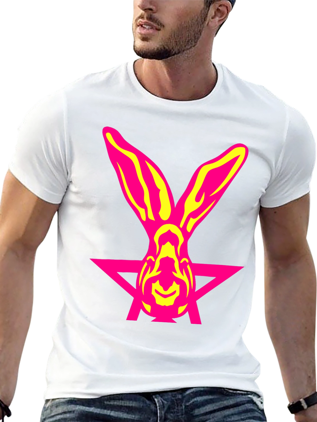 Pink Rabbit Star Graphic T-Shirt