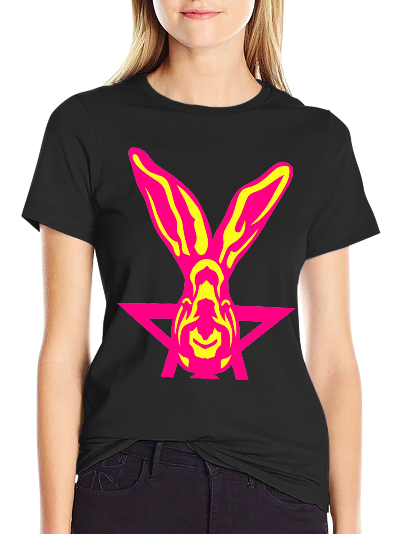 Pink Rabbit Star Graphic T-Shirt