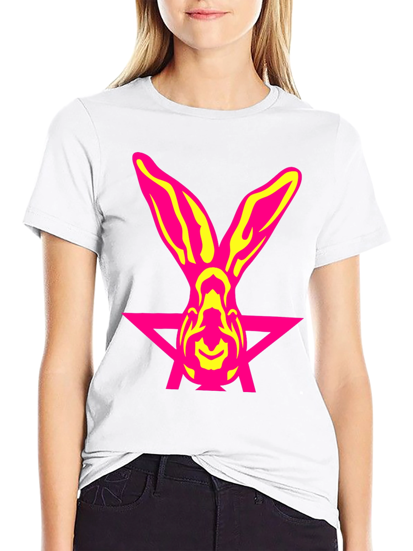 Pink Rabbit Star Graphic T-Shirt