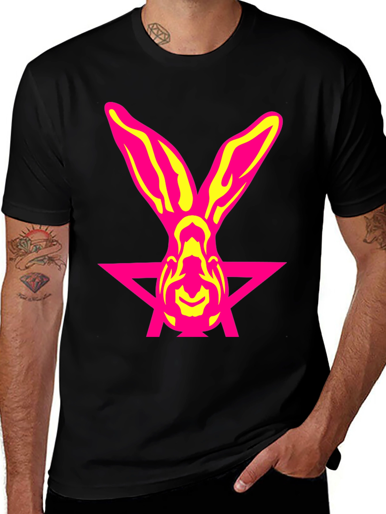 Pink Rabbit Star Graphic T-Shirt