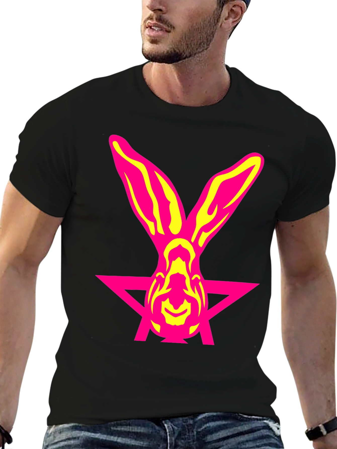 Pink Rabbit Star Graphic T-Shirt