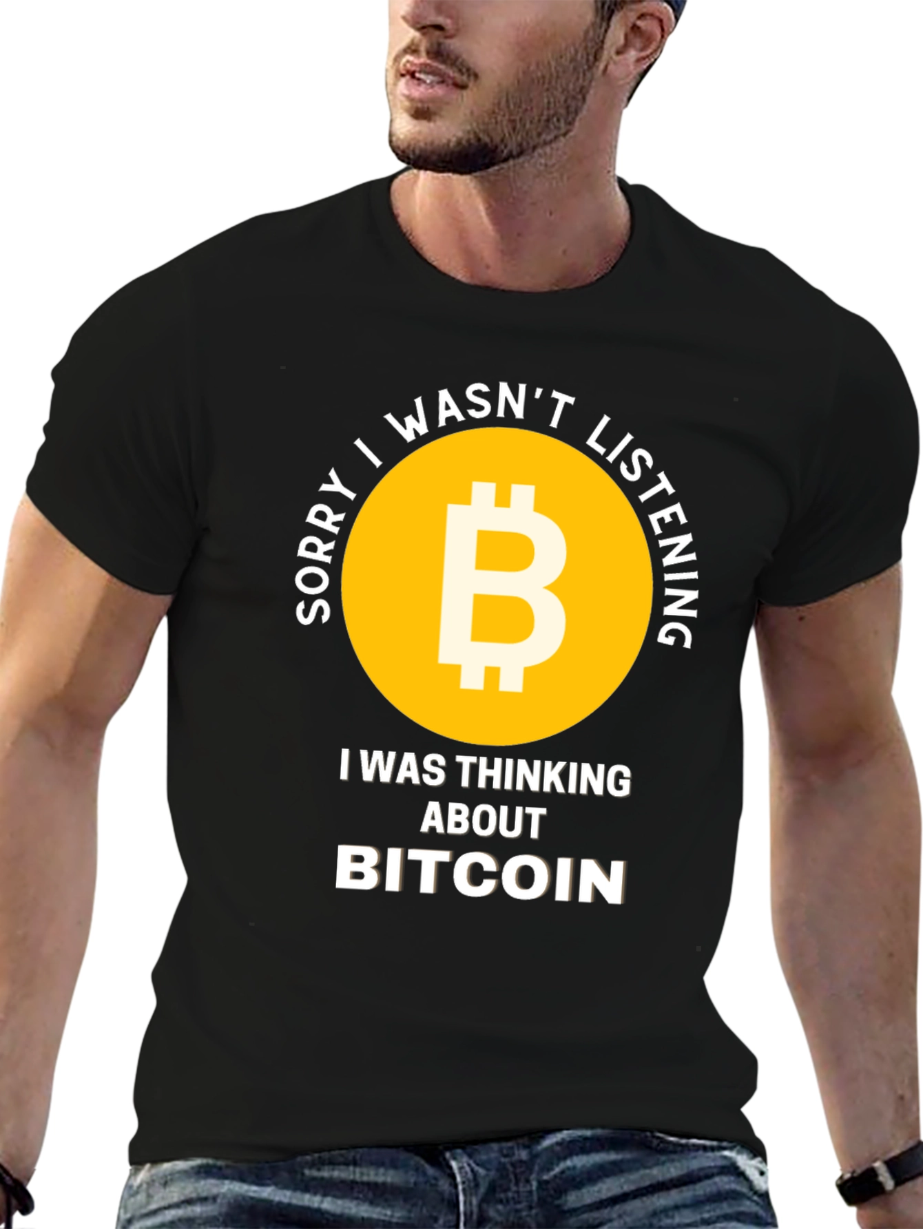 Bitcoin Thinking Funny T-Shirt