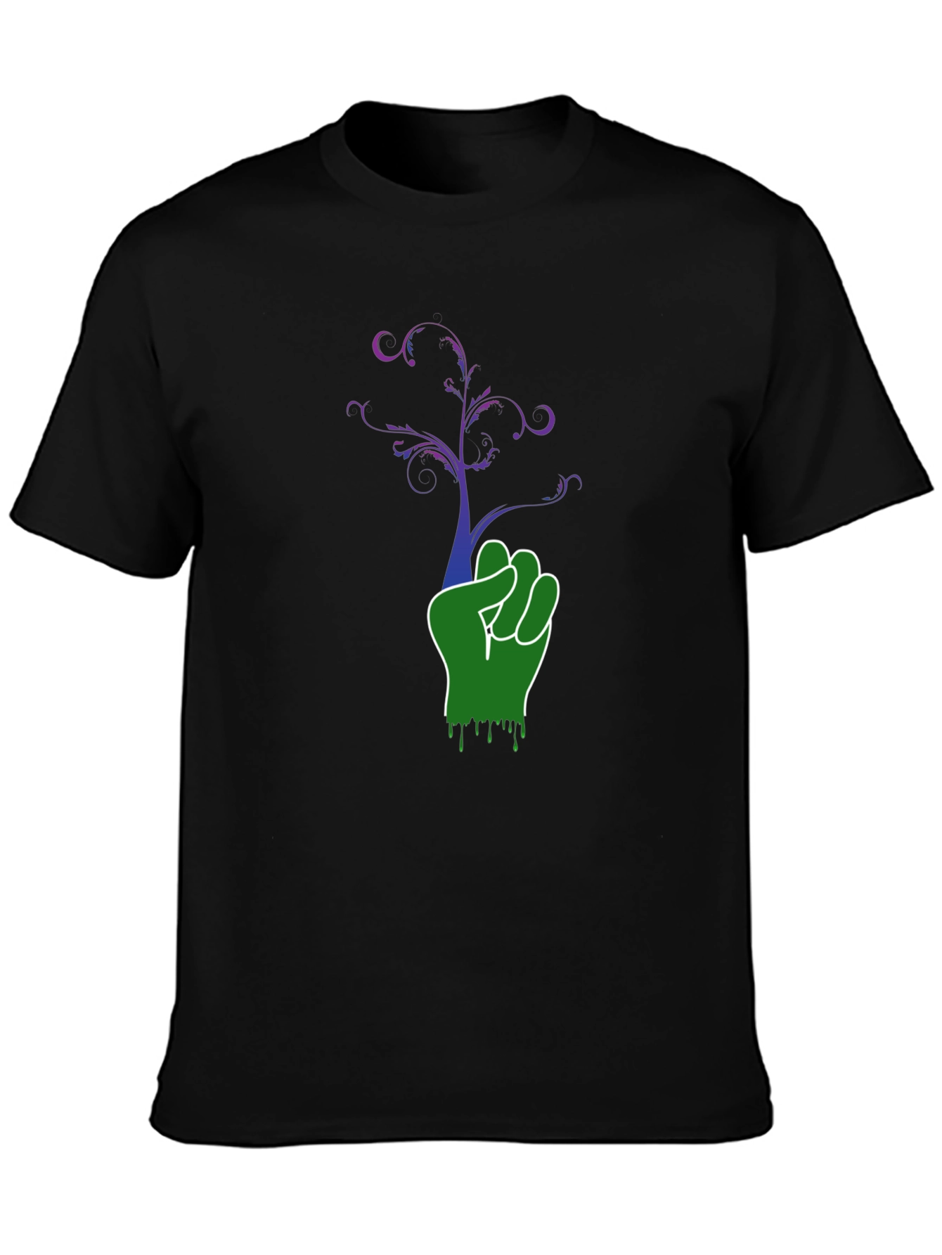Green Fist Tree Graphic Black Tee