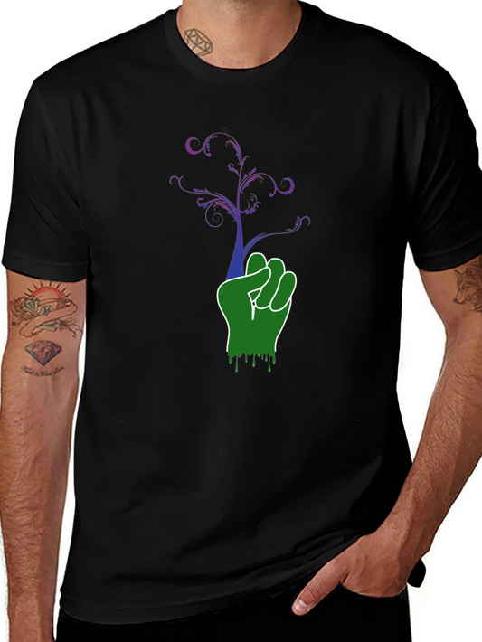 Green Fist Tree Graphic Black Tee