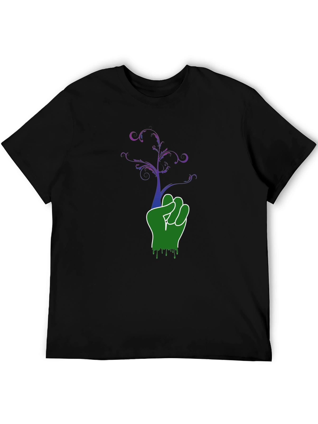 Green Fist Tree Graphic Black Tee