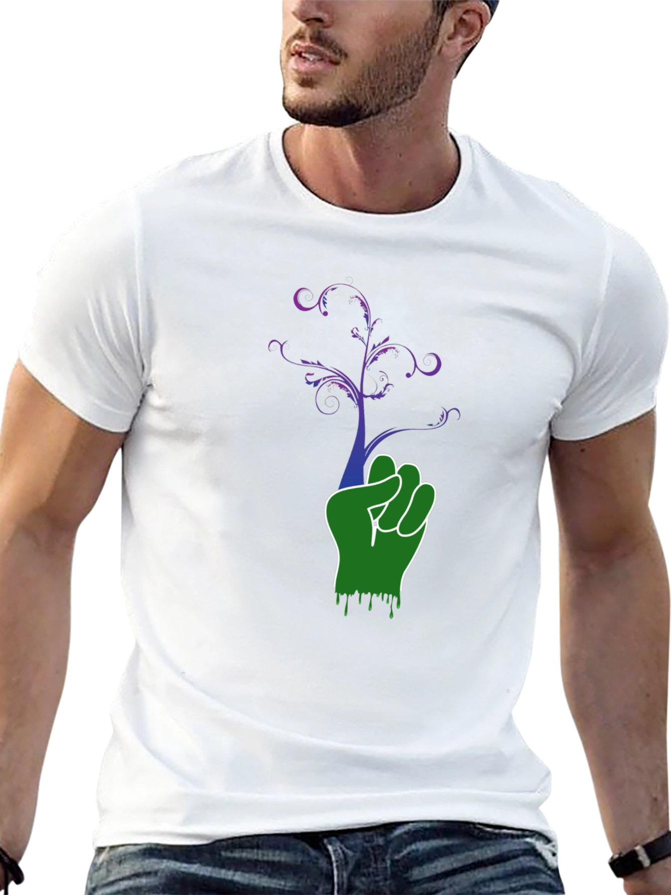 Green Fist Tree Graphic Black Tee