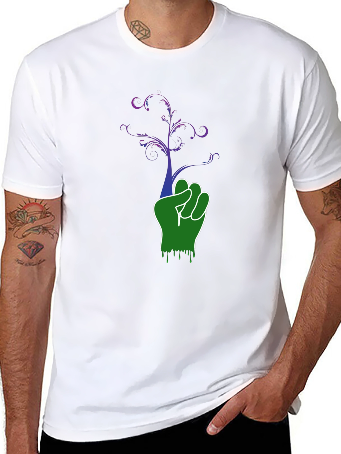 Green Fist Tree Graphic Black Tee