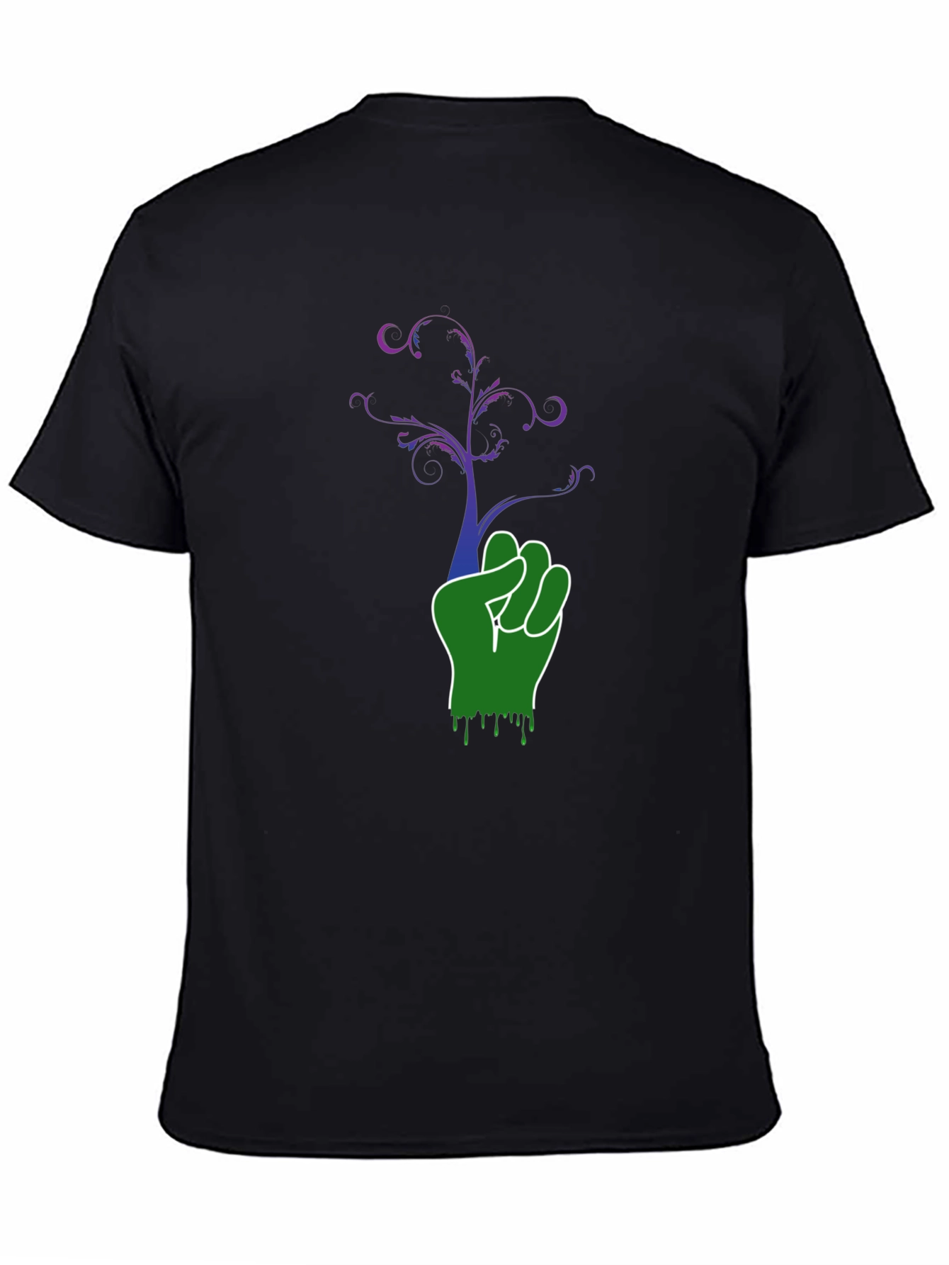 Green Fist Tree Graphic Black Tee