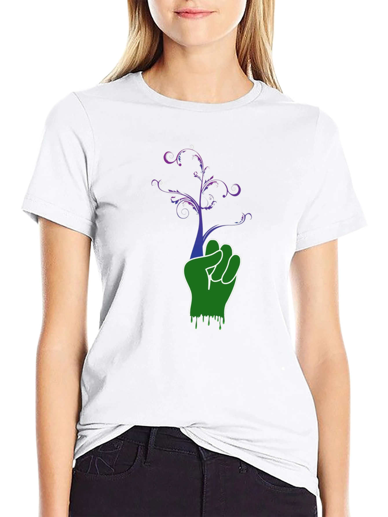 Green Fist Tree Graphic Black Tee
