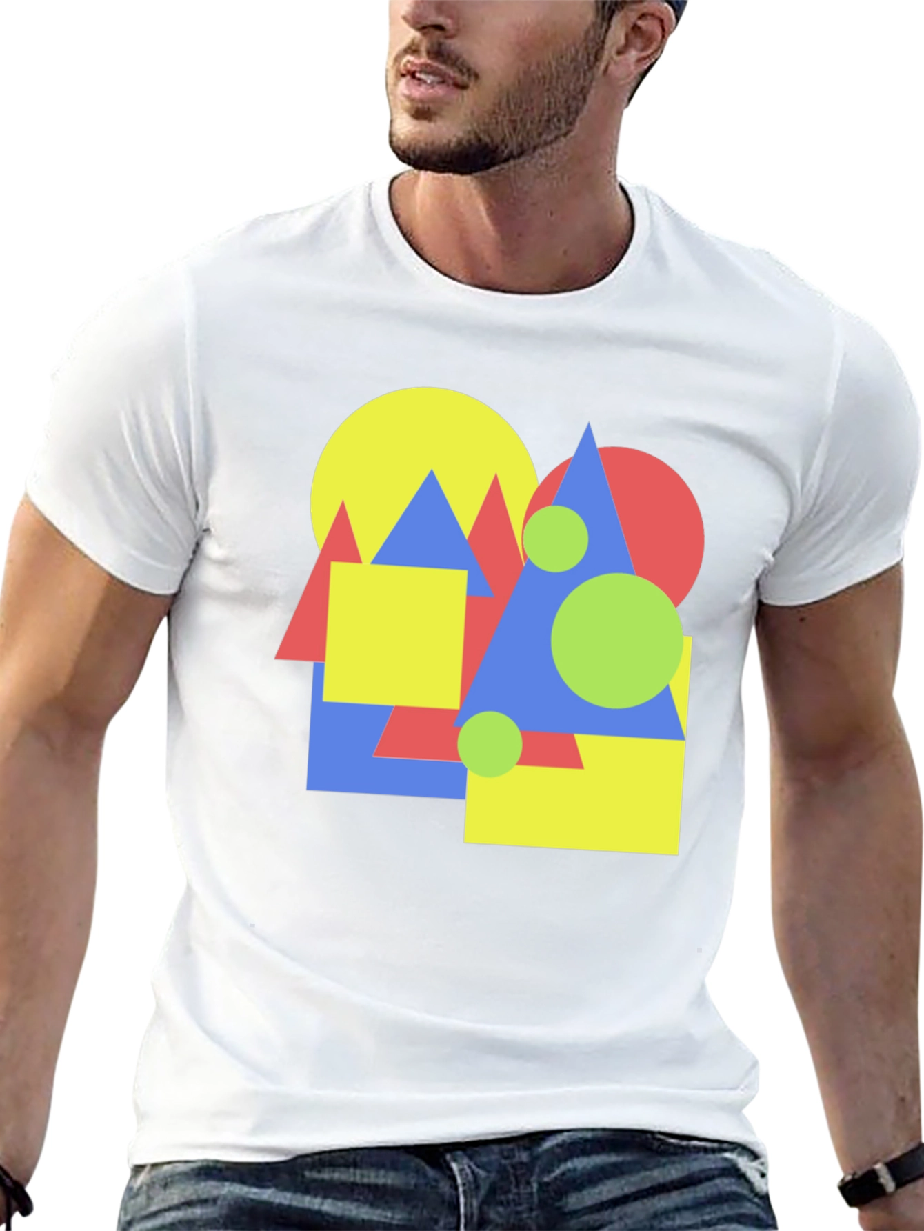 Geometric Pattern Crew Neck T-Shirt