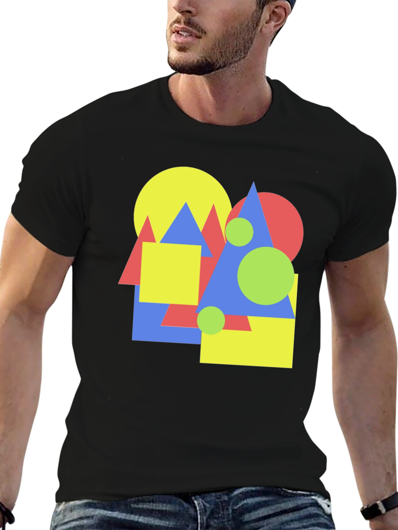 Geometric Pattern Crew Neck T-Shirt