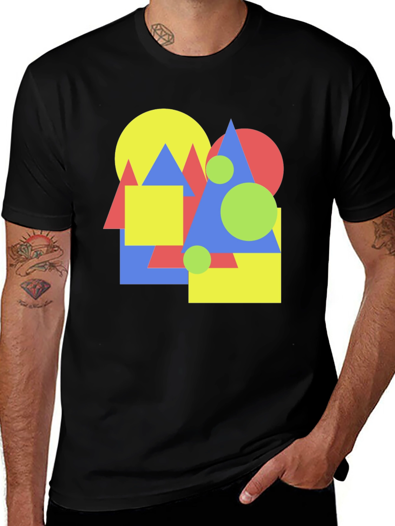 Geometric Pattern Crew Neck T-Shirt