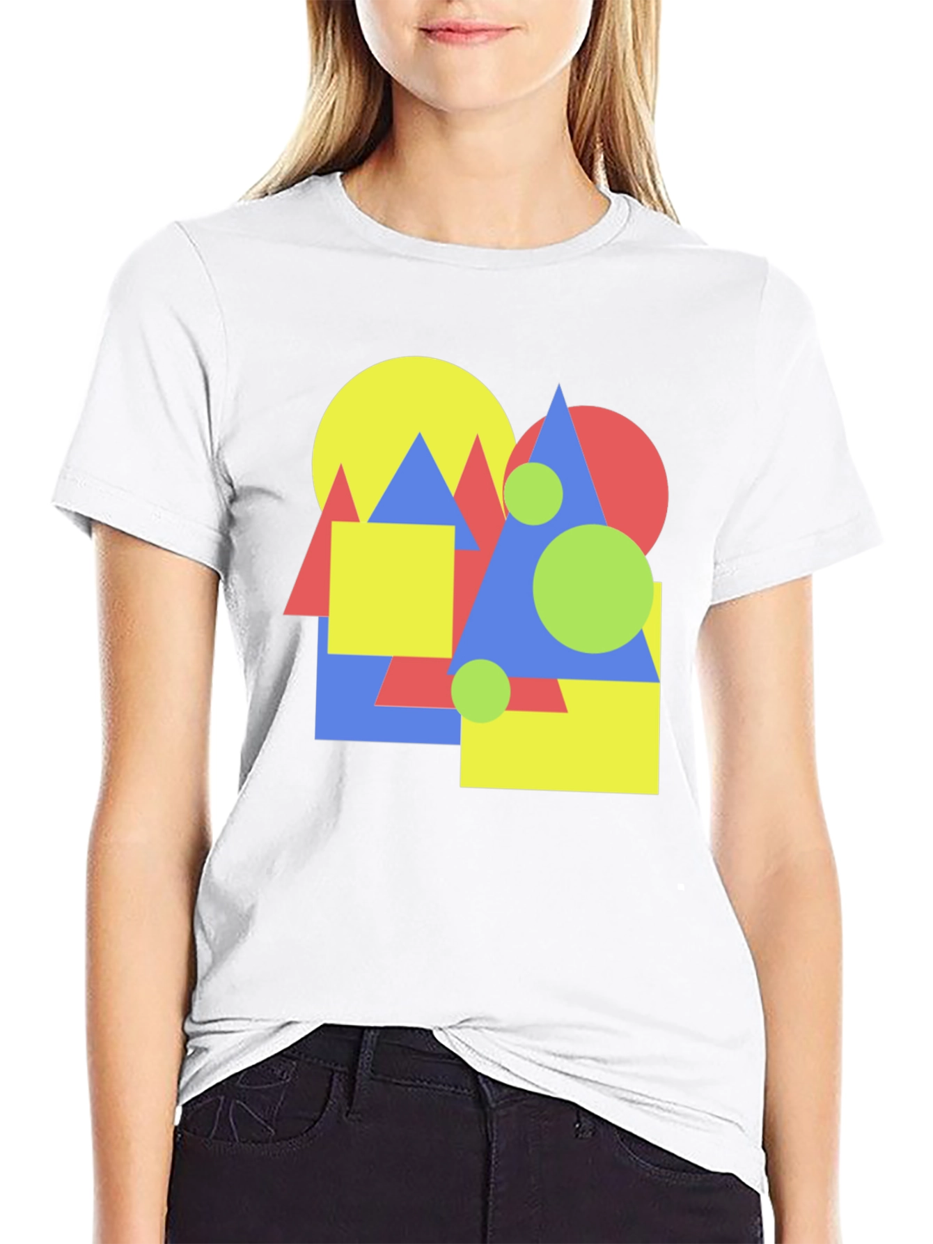 Geometric Pattern Crew Neck T-Shirt