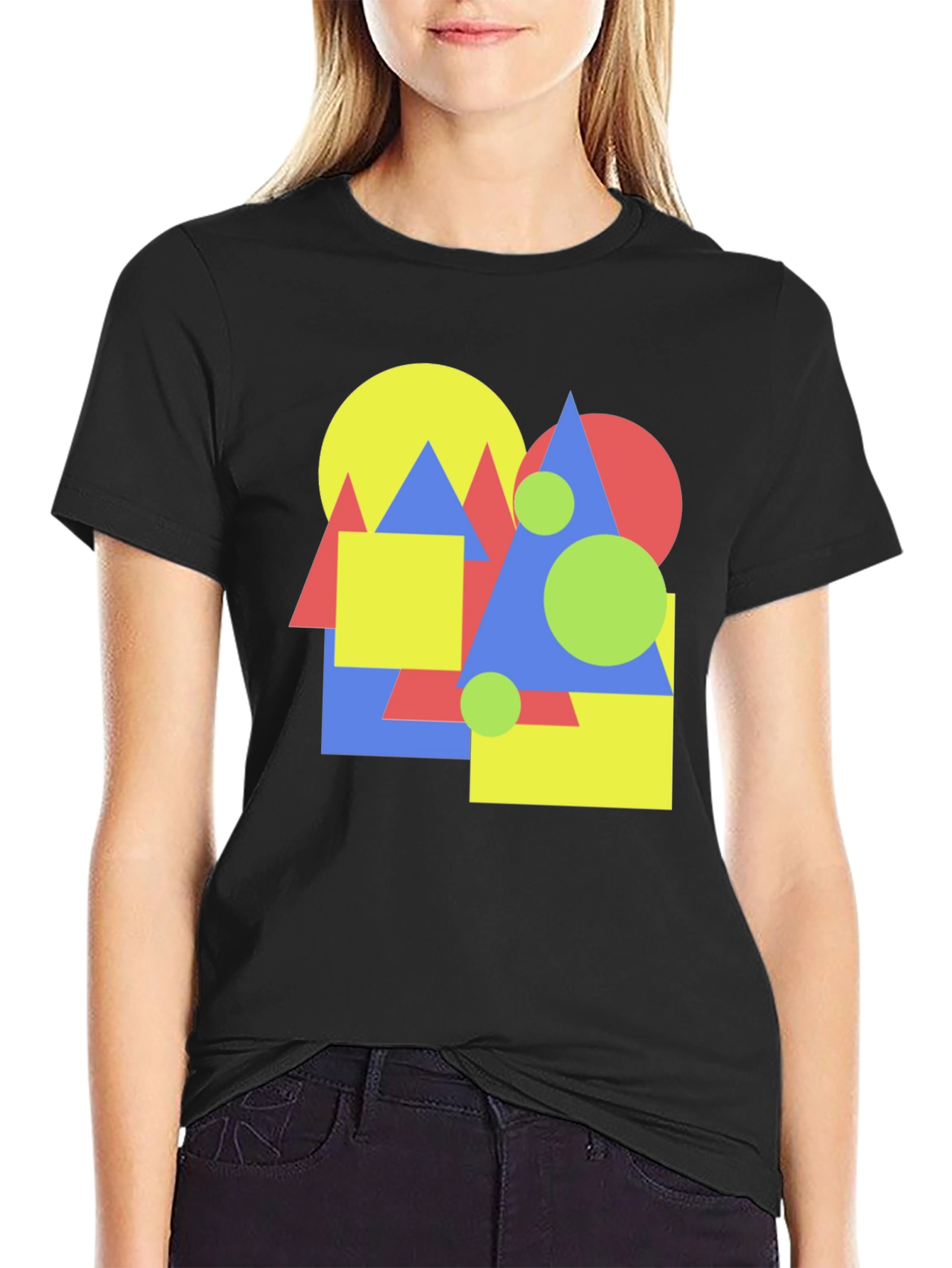 Geometric Pattern Crew Neck T-Shirt