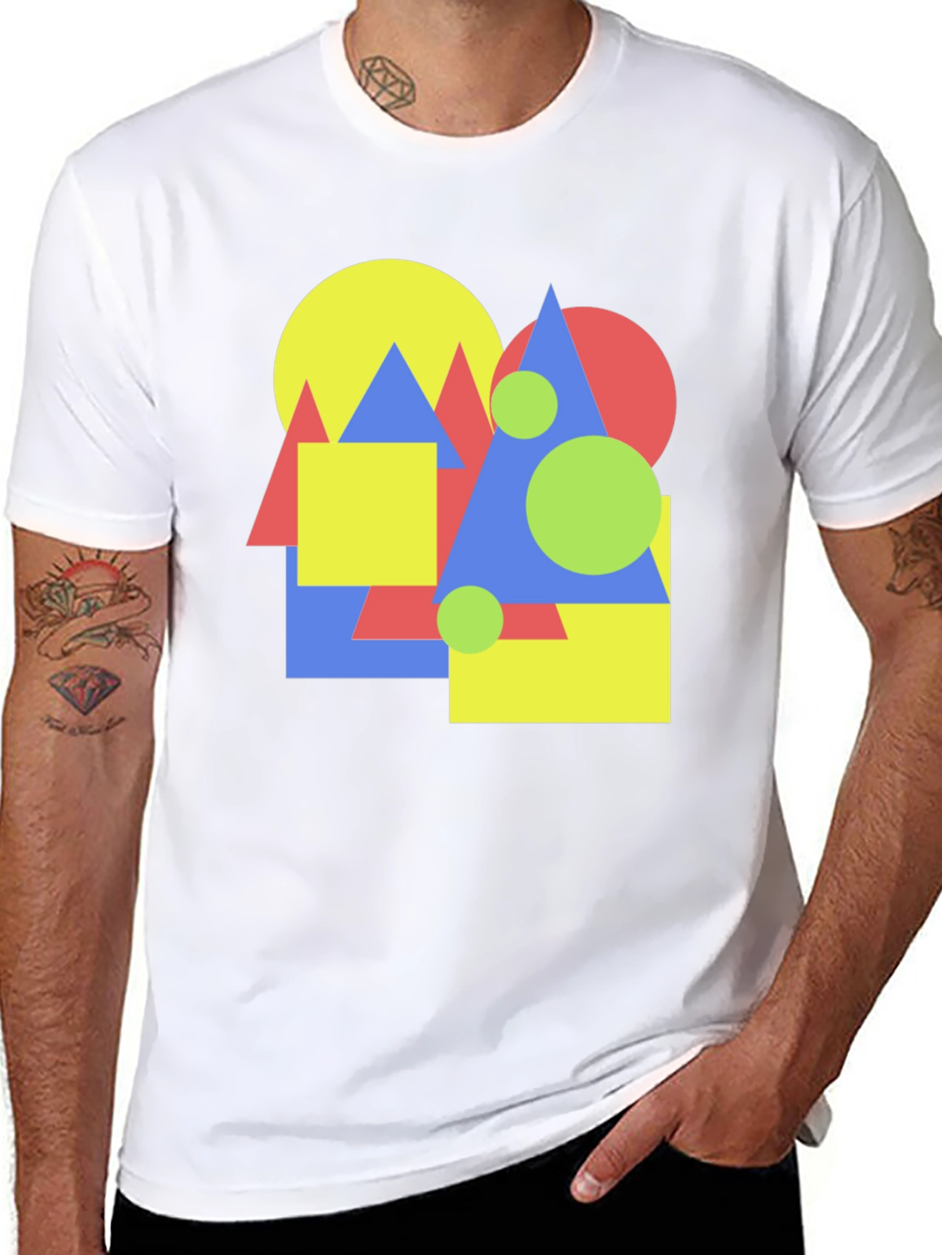 Geometric Pattern Crew Neck T-Shirt