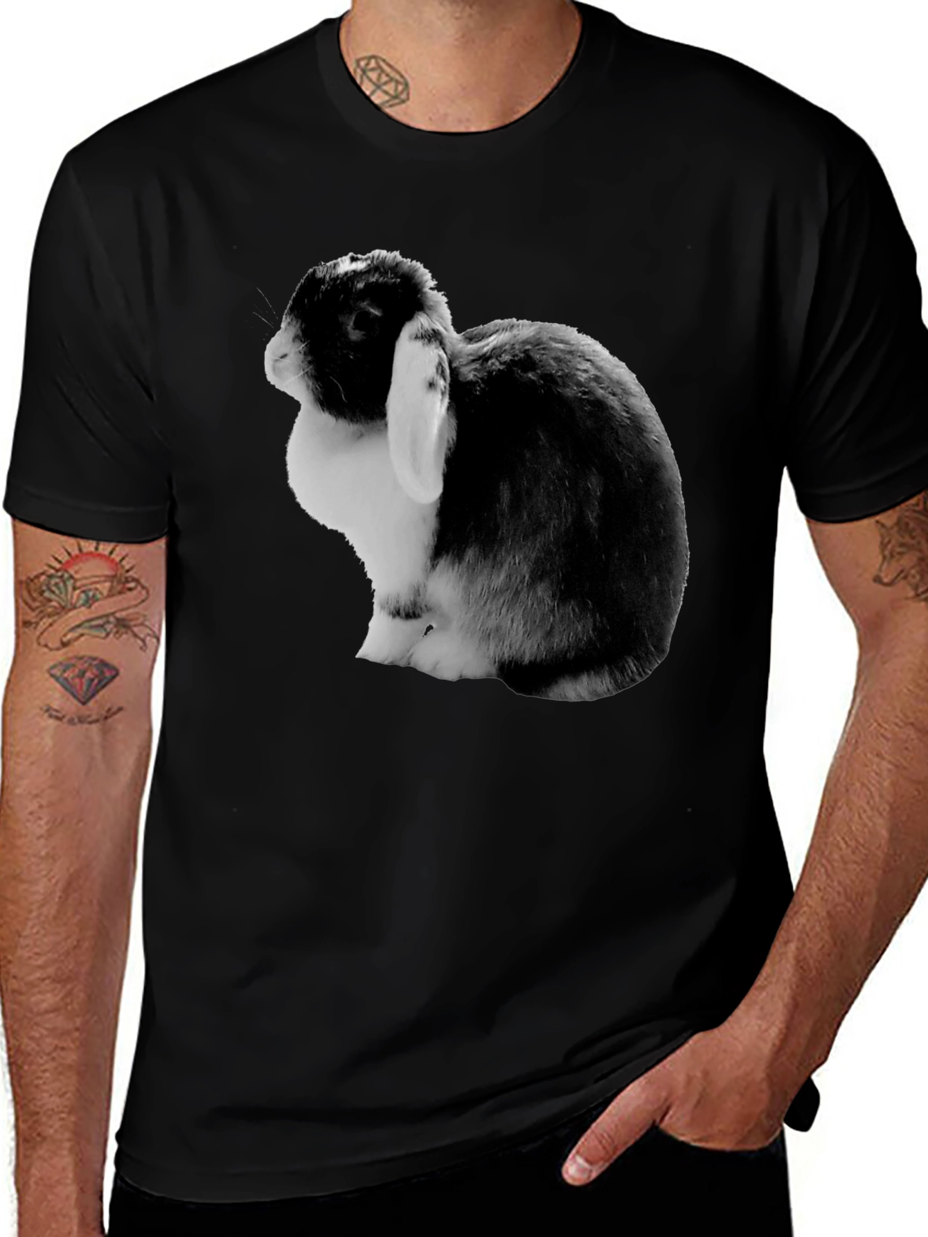 Bunny Rabbit Graphic Tee - Soft Black Cotton T-Shirt