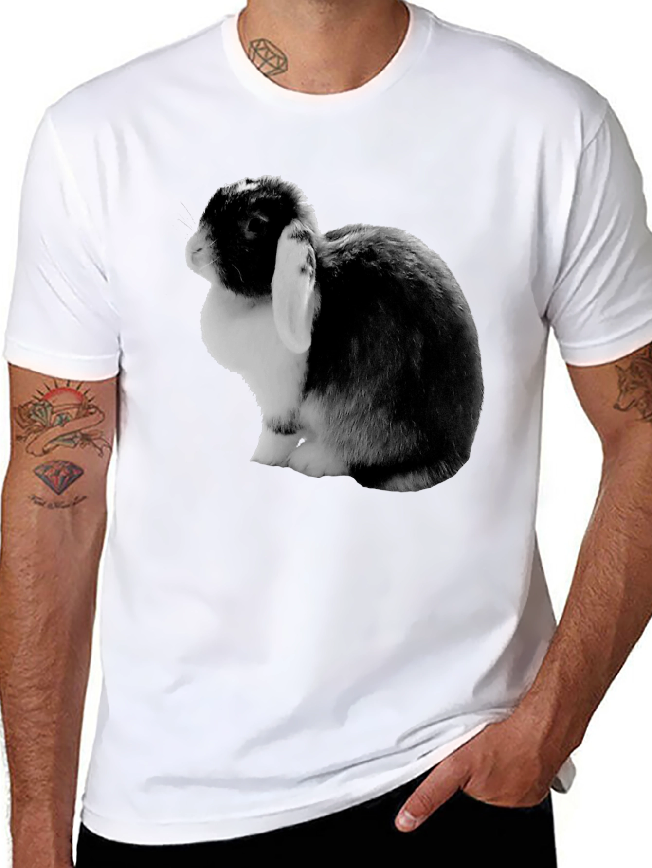 Bunny Rabbit Graphic Tee - Soft Black Cotton T-Shirt