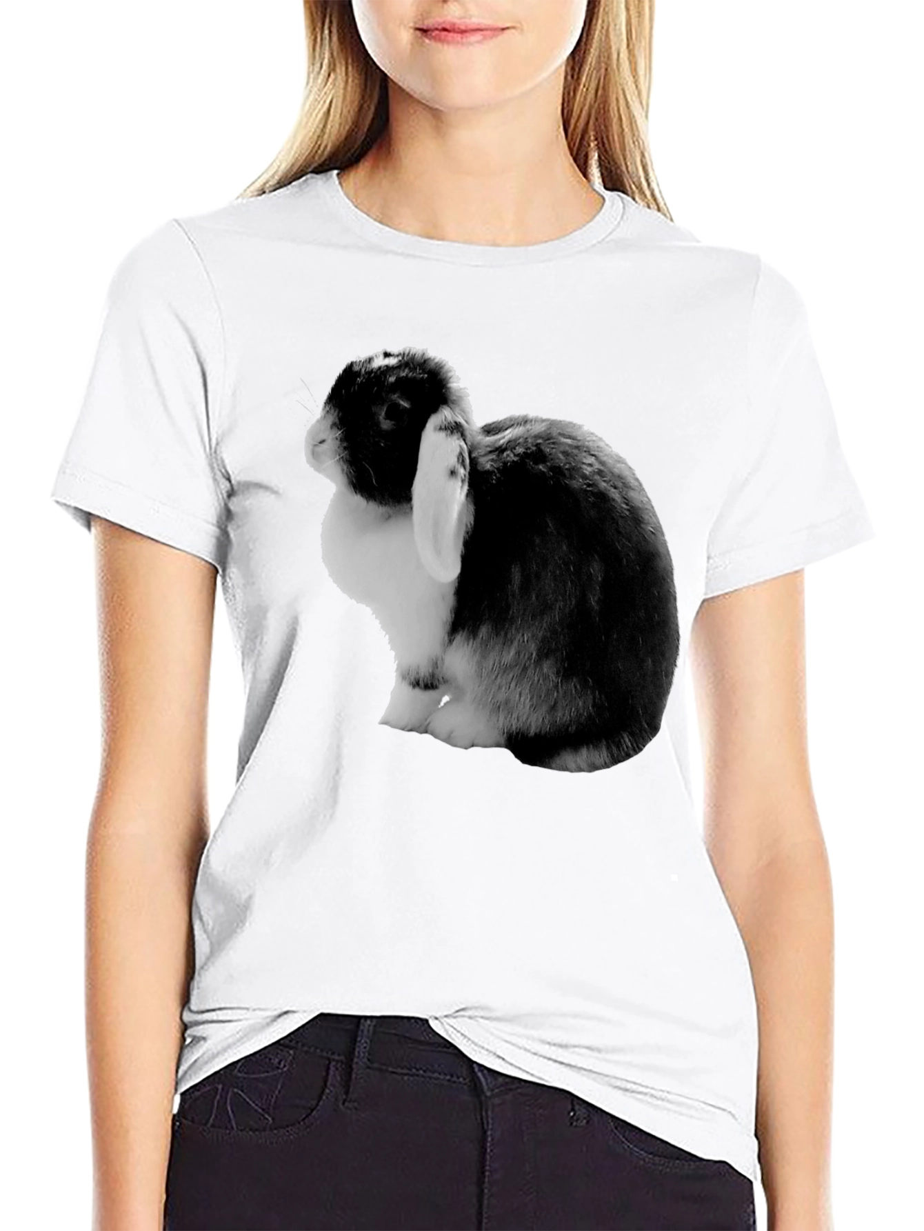 Bunny Rabbit Graphic Tee - Soft Black Cotton T-Shirt