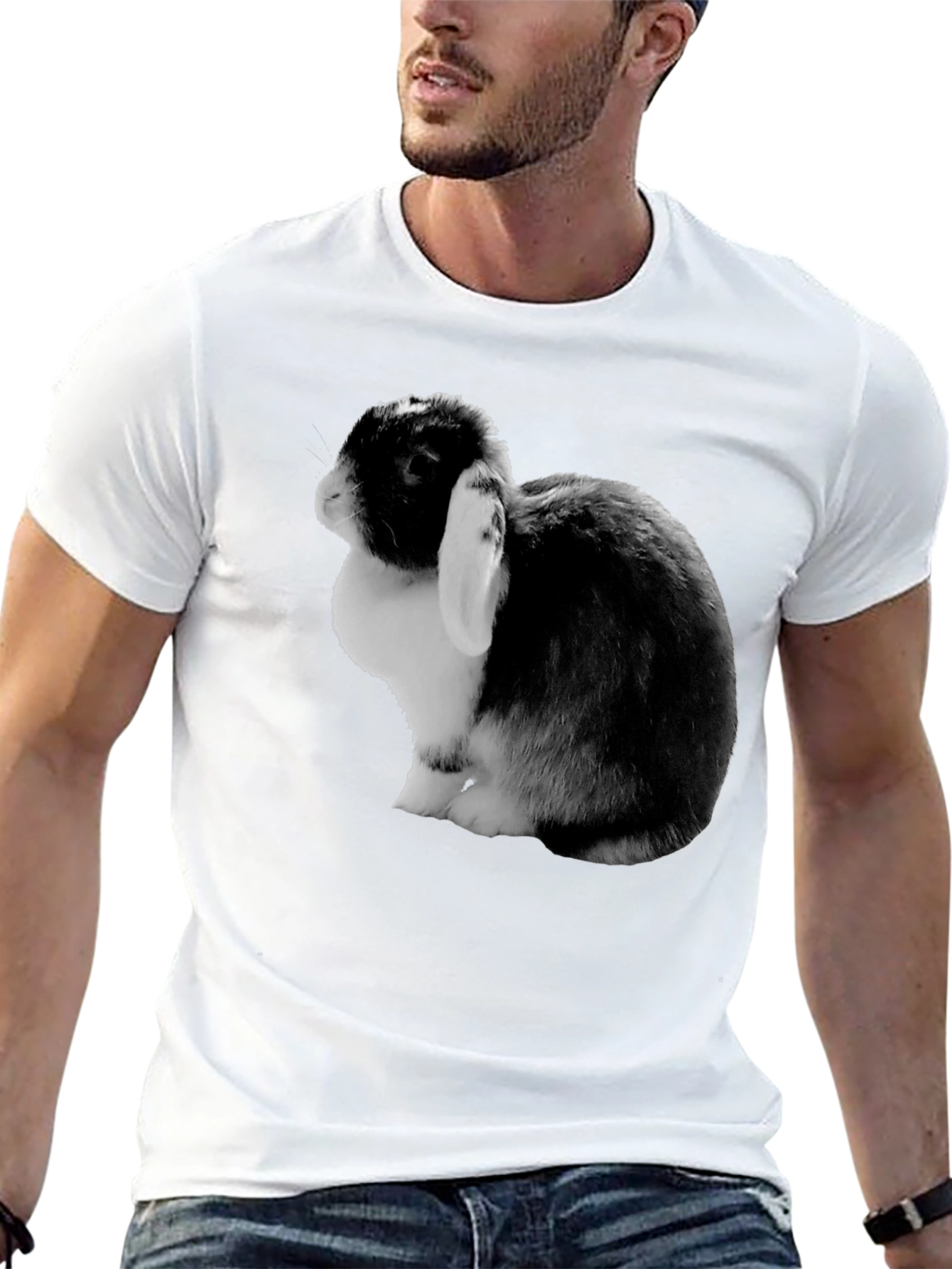 Bunny Rabbit Graphic Tee - Soft Black Cotton T-Shirt