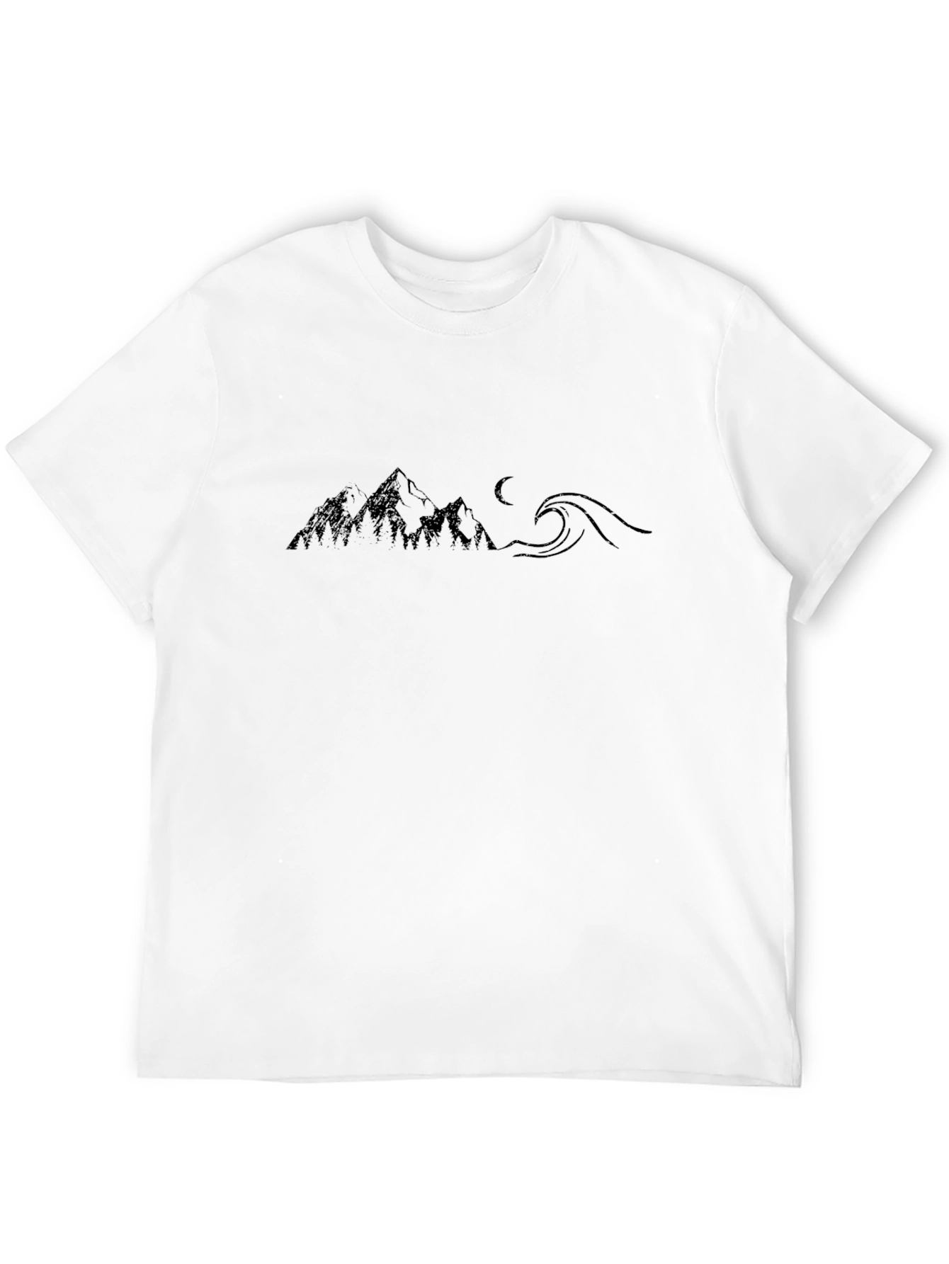 Mountain & Wave Graphic Black Tee