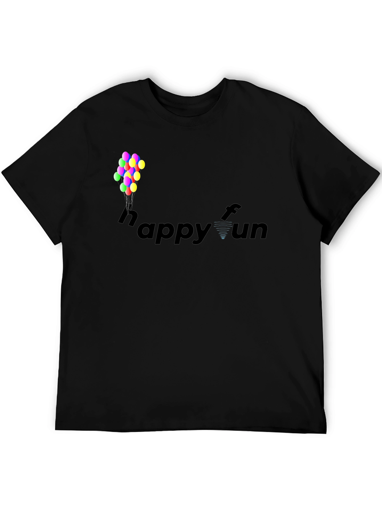 Happy Fun Black Cotton Graphic T-Shirt