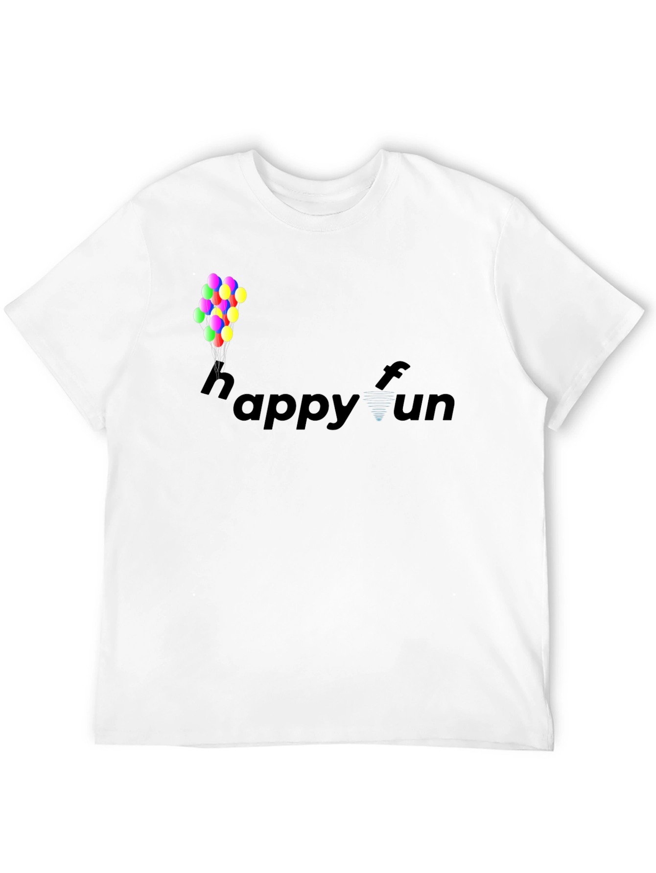Happy Fun Black Cotton Graphic T-Shirt