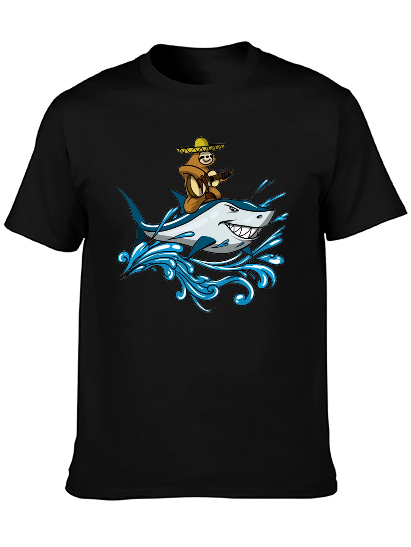 Sloth Riding Shark Graphic Tee