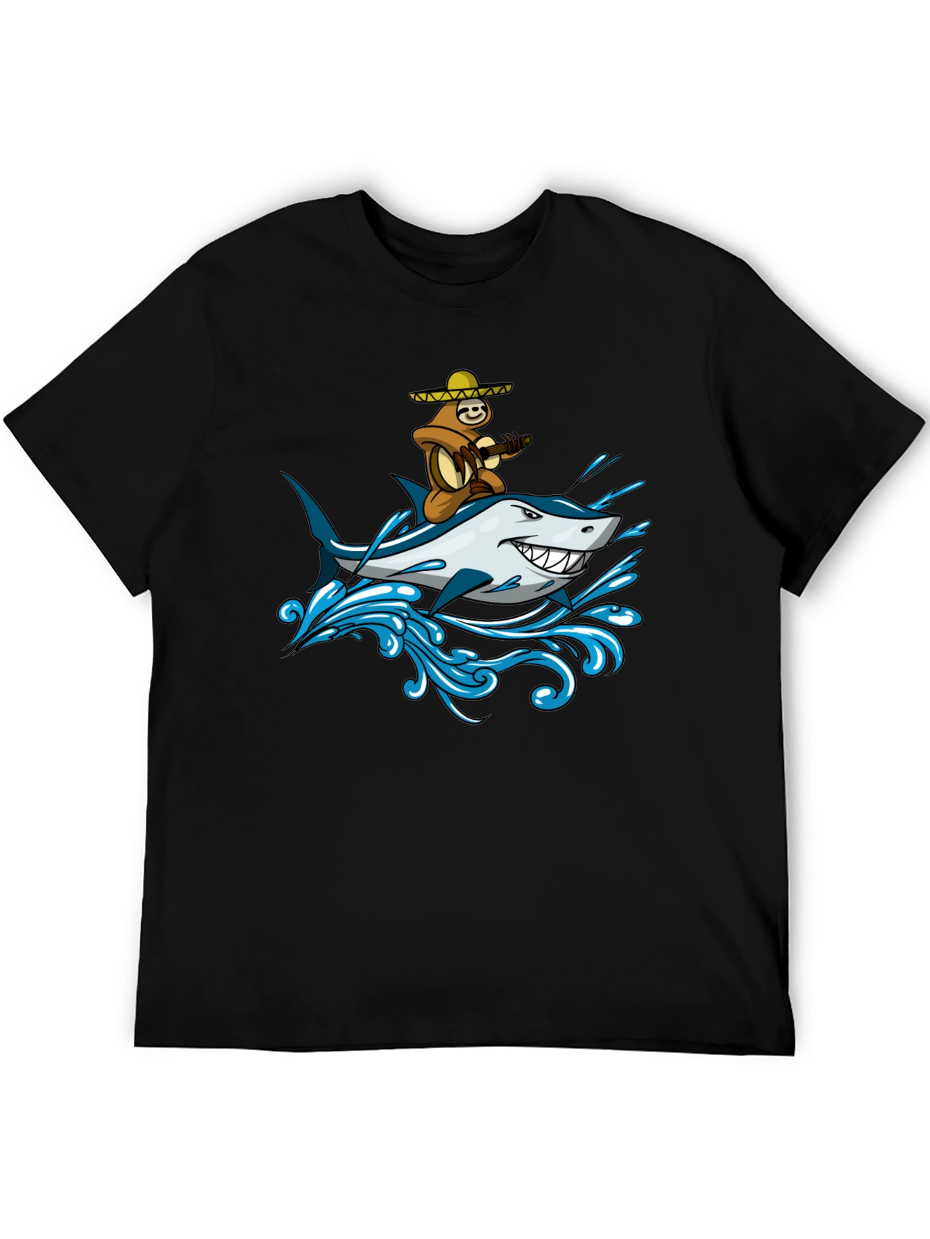 Sloth Riding Shark Graphic Tee