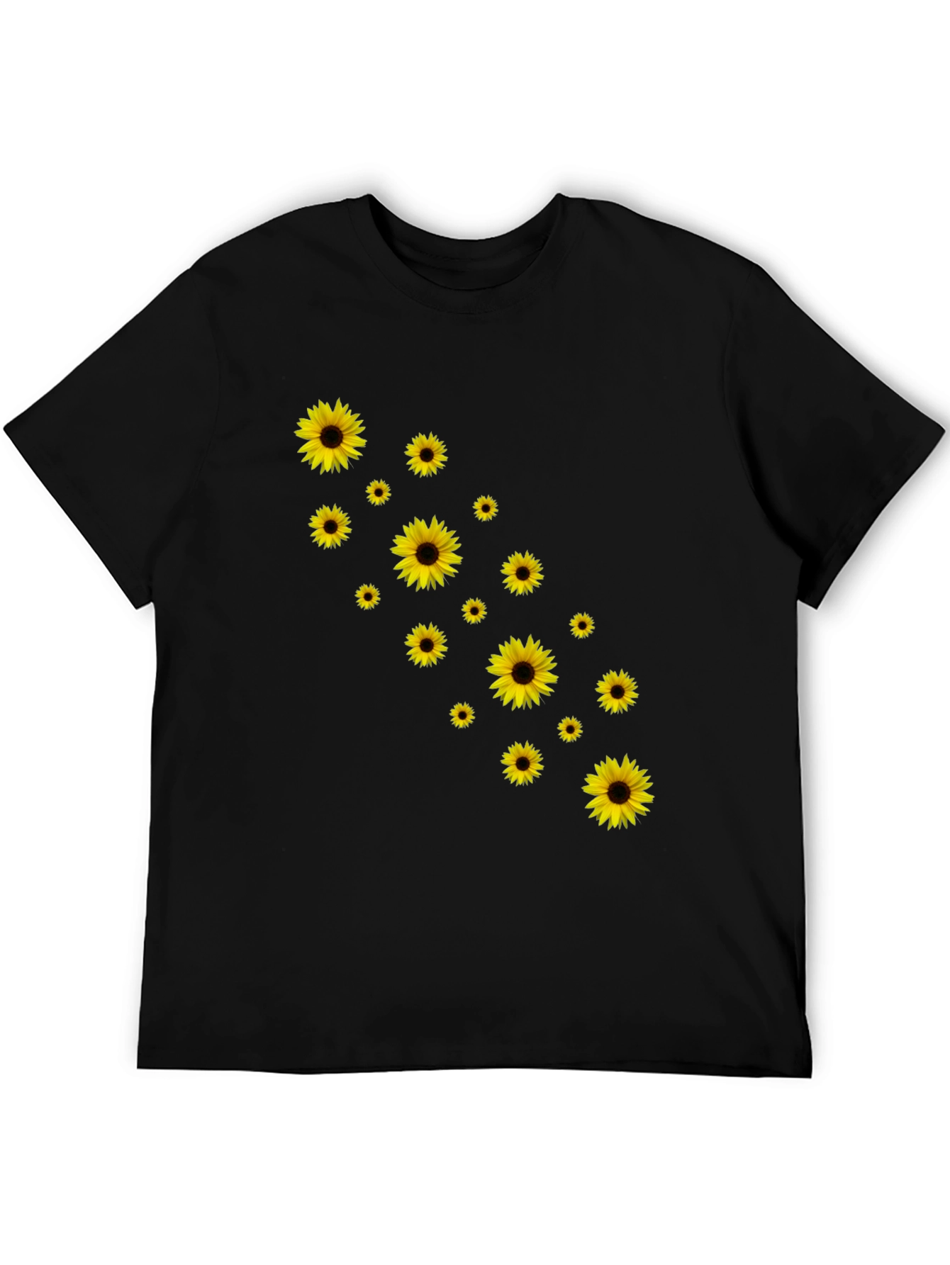 Sunflower Print Black T-Shirt