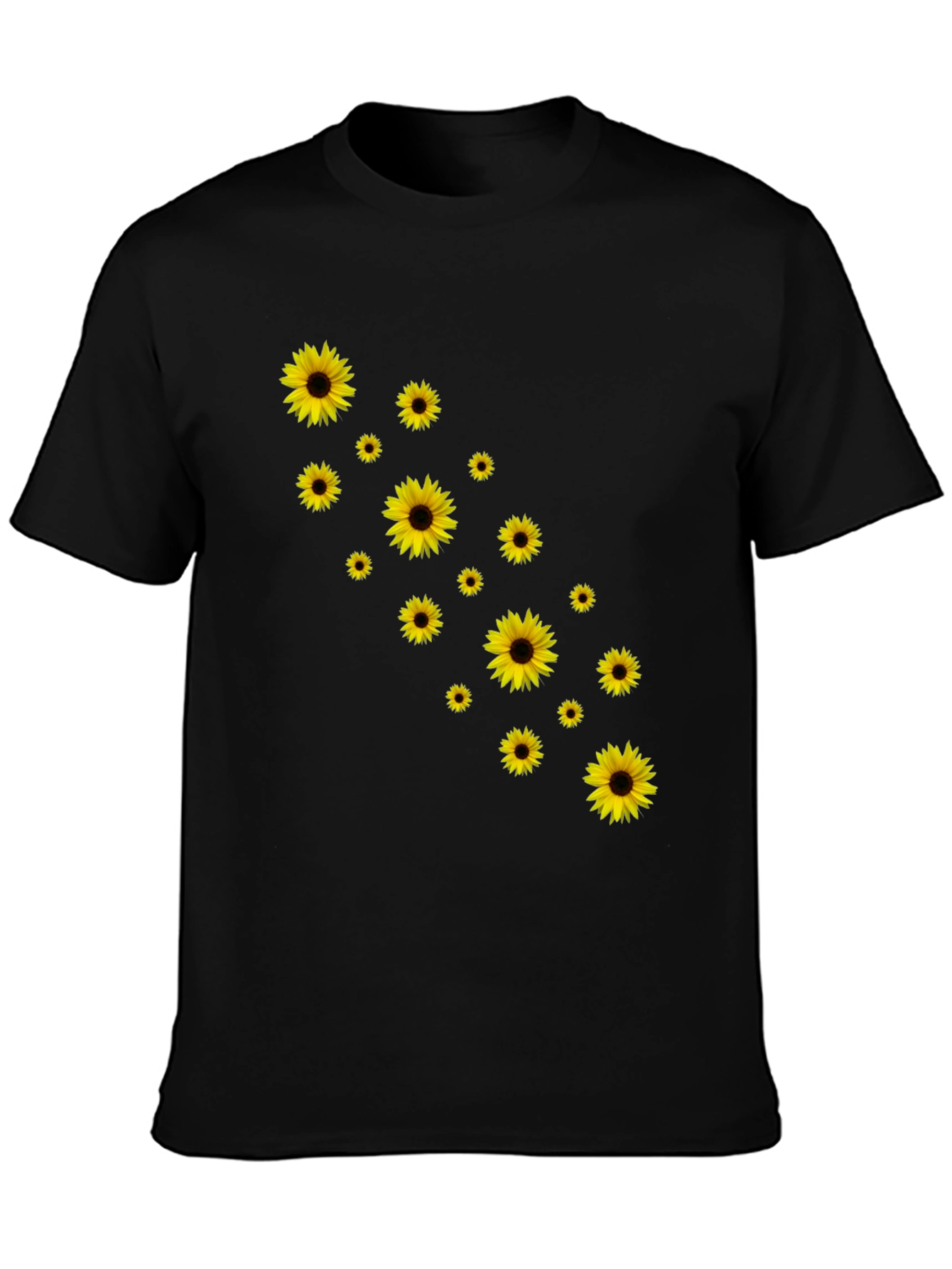 Sunflower Print Black T-Shirt