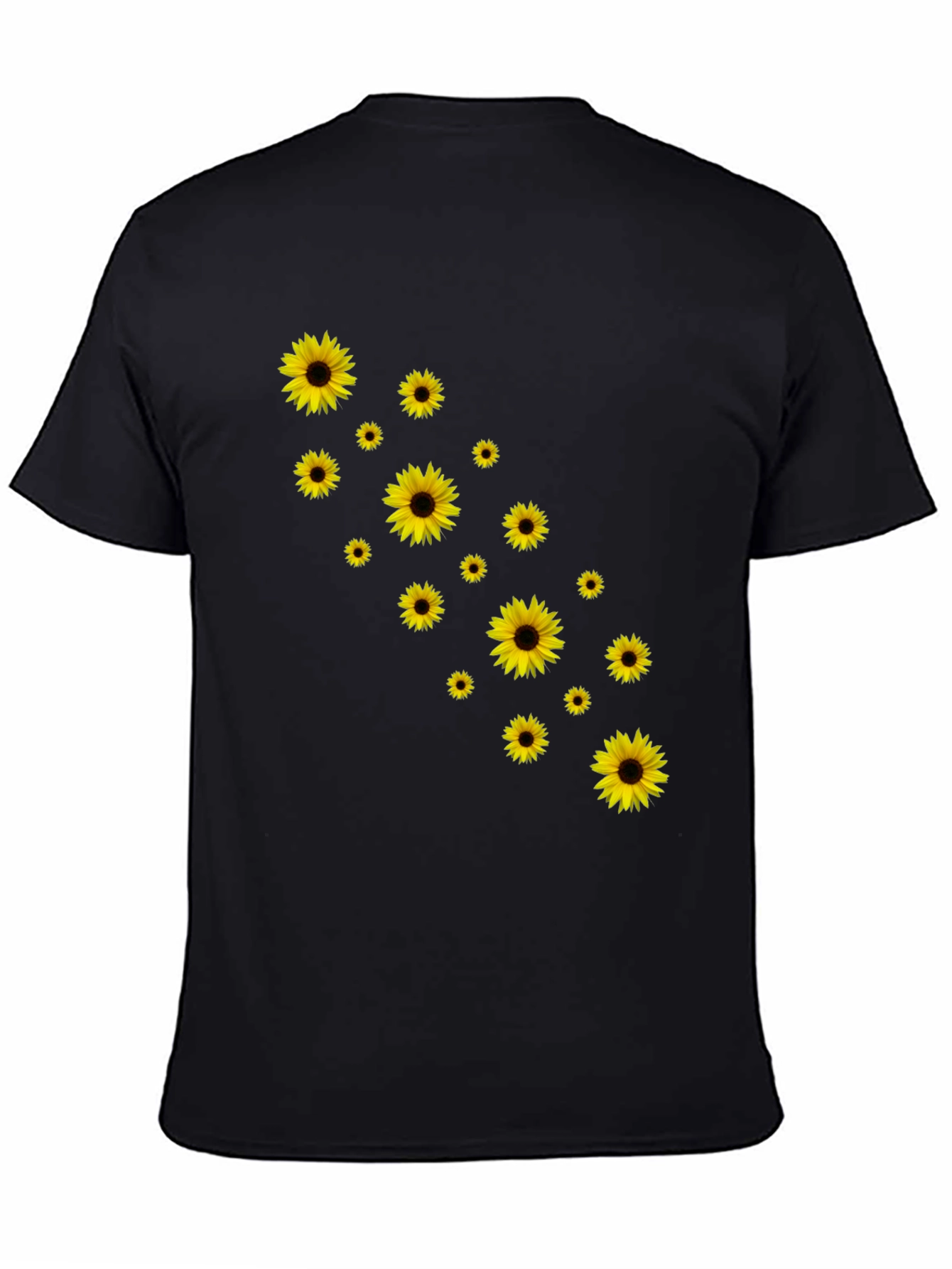 Sunflower Print Black T-Shirt