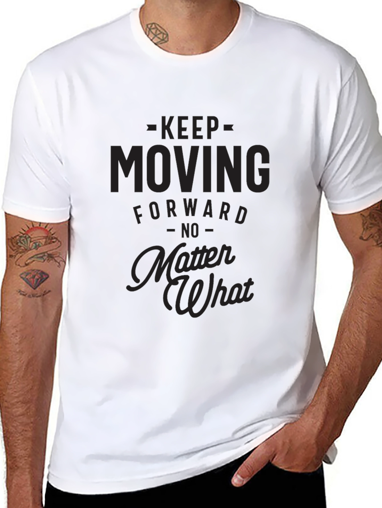 Motivational Black T-Shirt - Keep Moving Forward