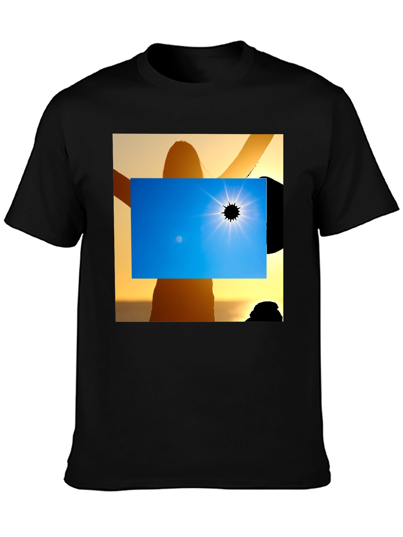 Solar Eclipse Graphic Tee - Black Cotton Shirt