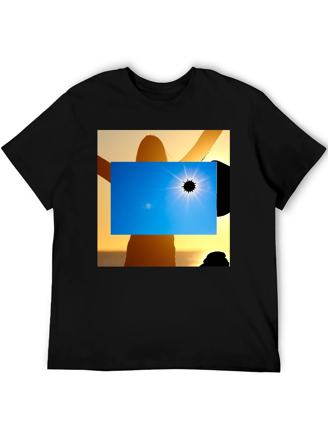 Solar Eclipse Graphic Tee - Black Cotton Shirt