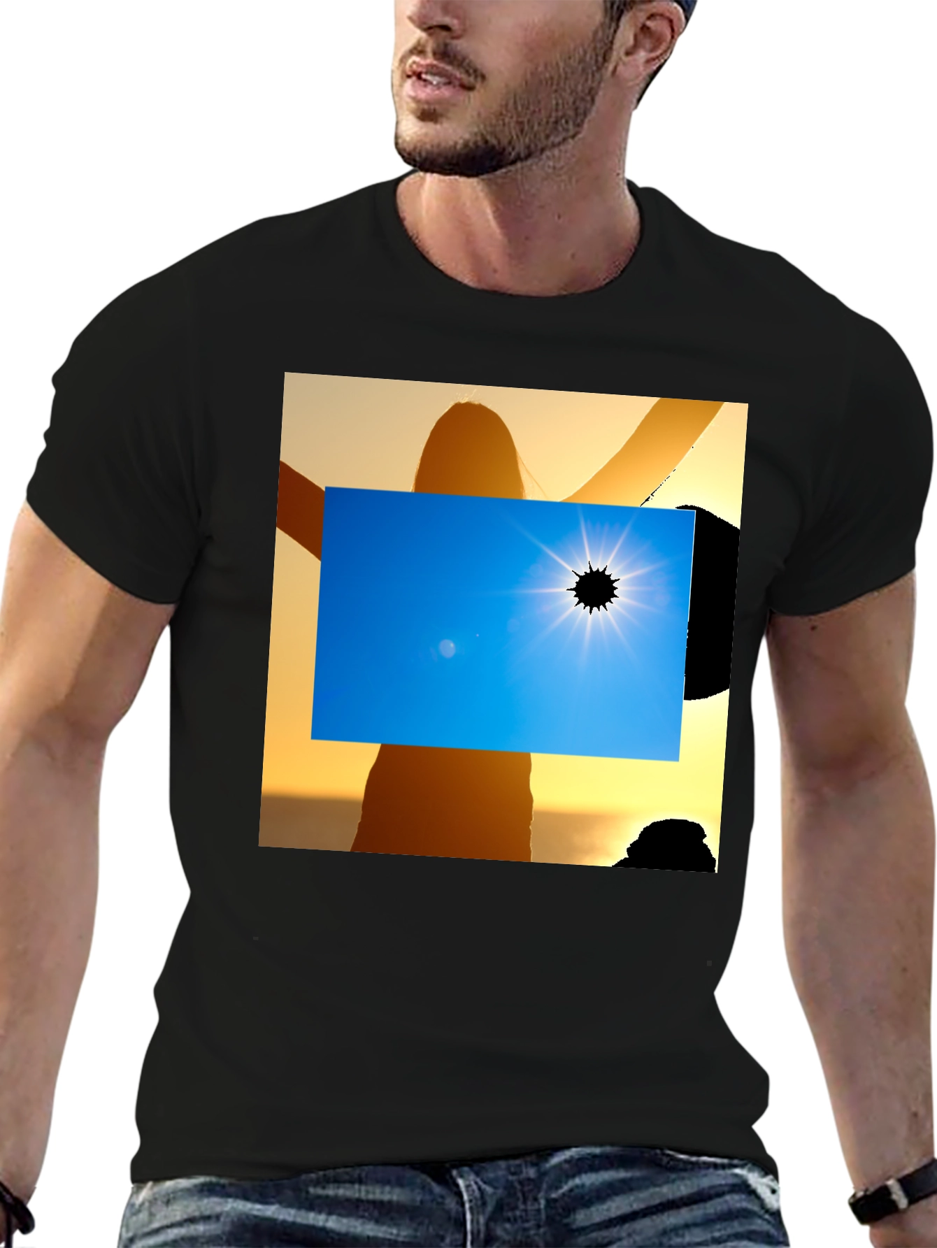 Solar Eclipse Graphic Tee - Black Cotton Shirt