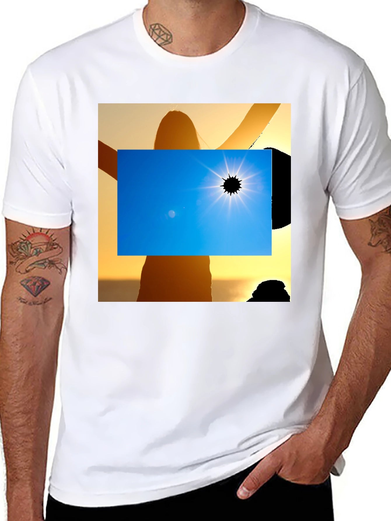 Solar Eclipse Graphic Tee - Black Cotton Shirt