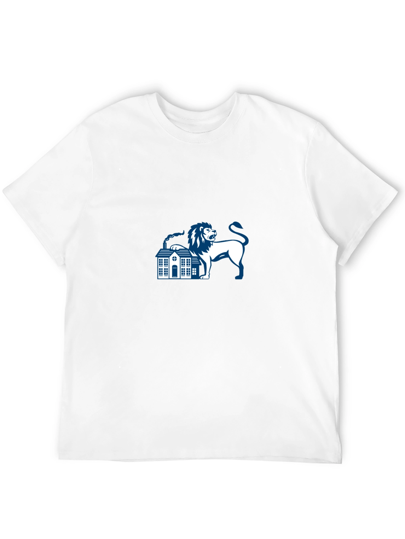 Black T-Shirt with Lion and House Graphic