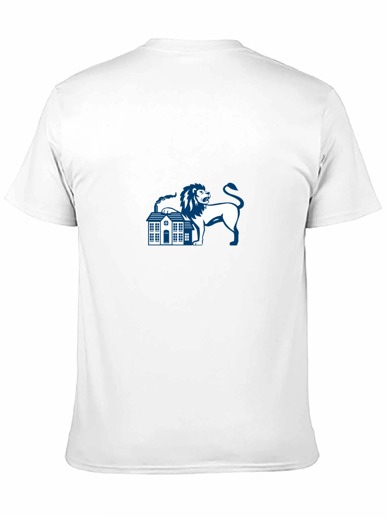Black T-Shirt with Lion and House Graphic