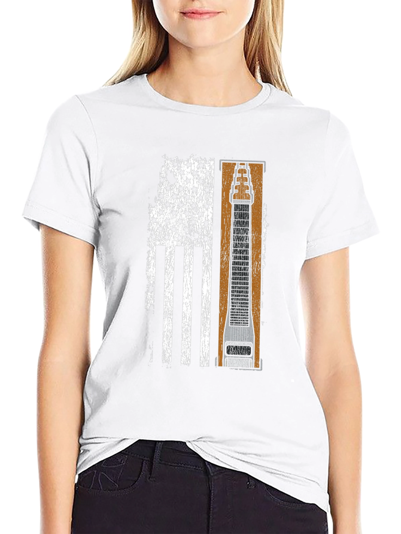 Patriotic Lap Steel Guitar Flag T-Shirt