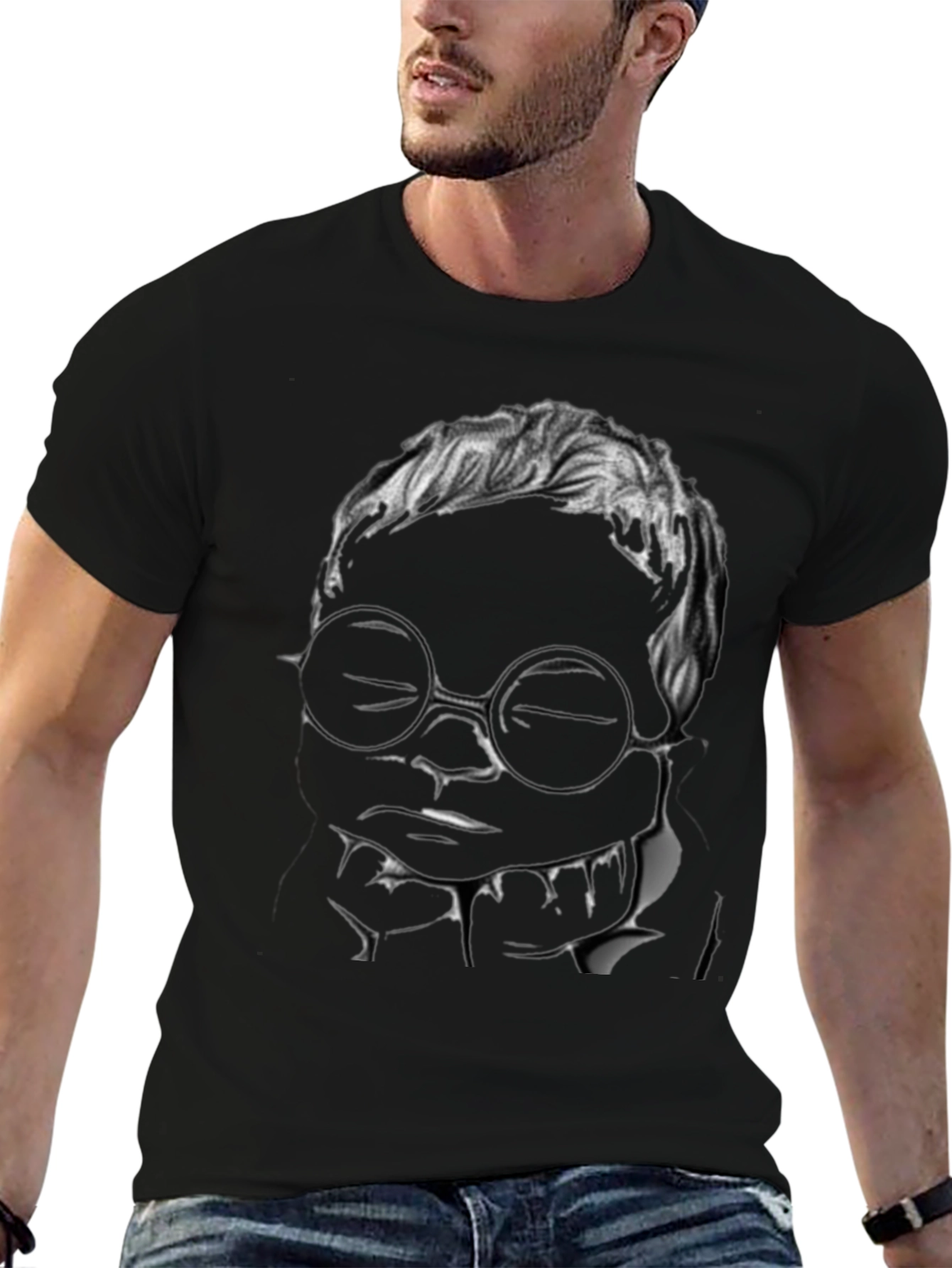 Abstract Portrait Graphic Tee - Edgy Style